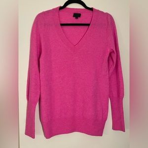 J. Crew Womens V Neck Cashmere Sweater Size M Hot Pink
